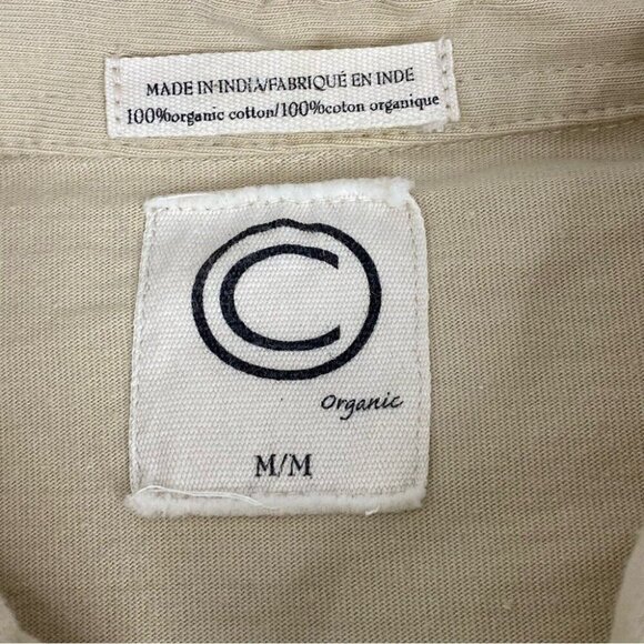 C Organics Women's Tan 1/4 Button Up Long Sleeve Organic Cotton Polo Shirt M/C33 - Picture 10 of 12